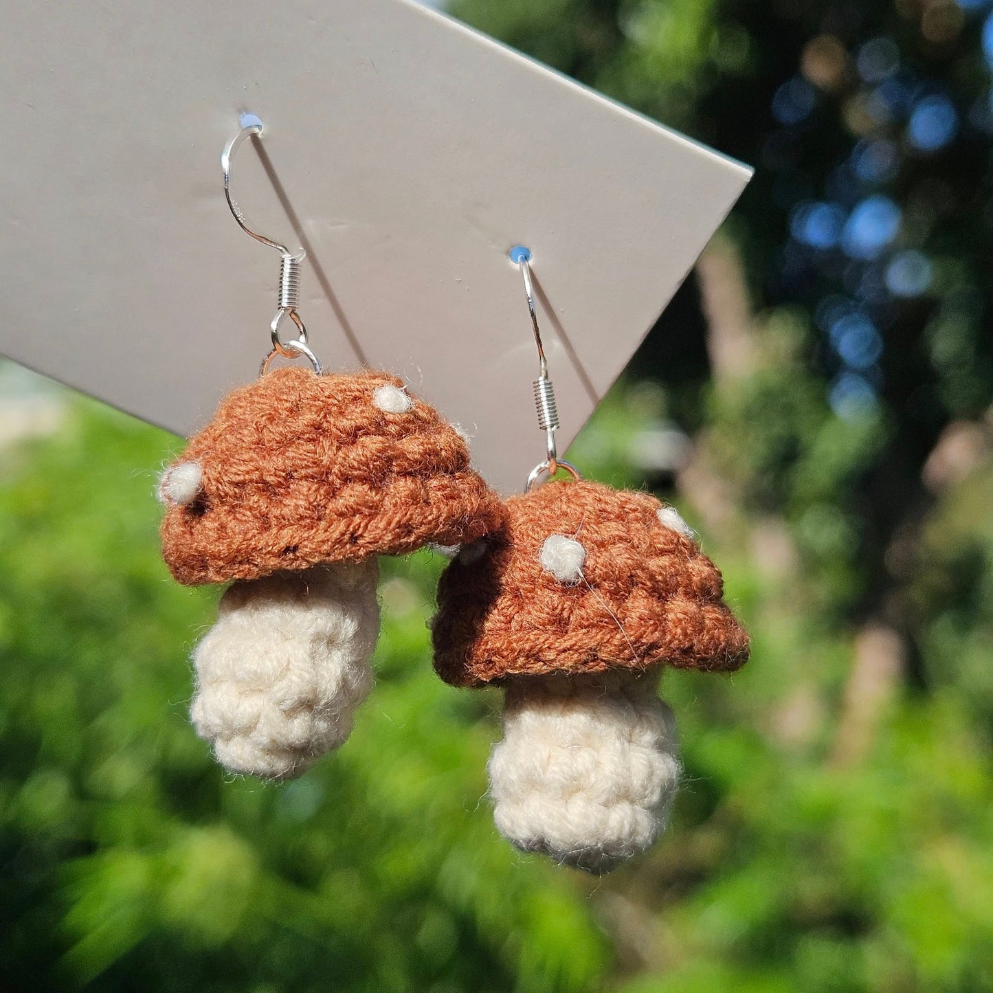Handmade Crochet Mushroom Earings