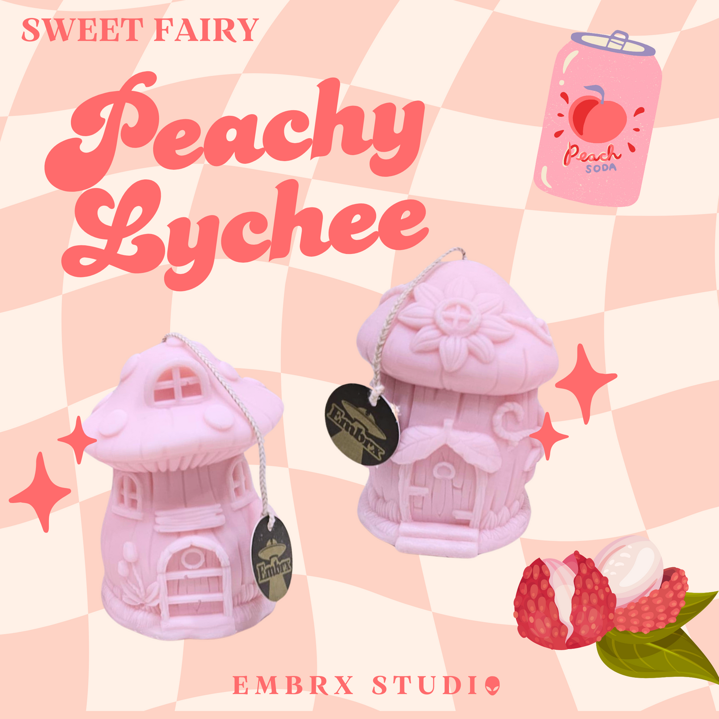 Fairy House Soy Wish Candle - Peachy Lychee