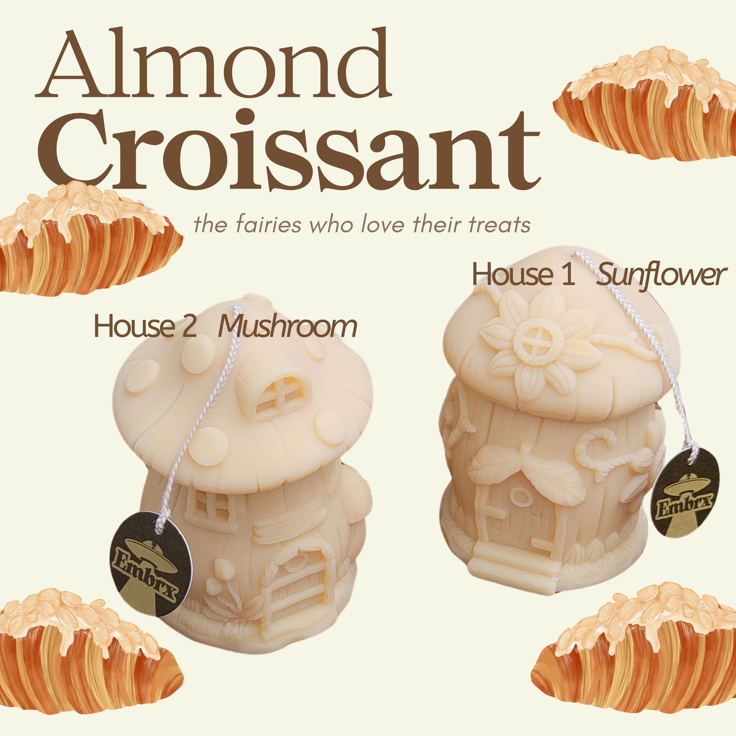 Fairy House Soy Wish Candle - Almond Croissant