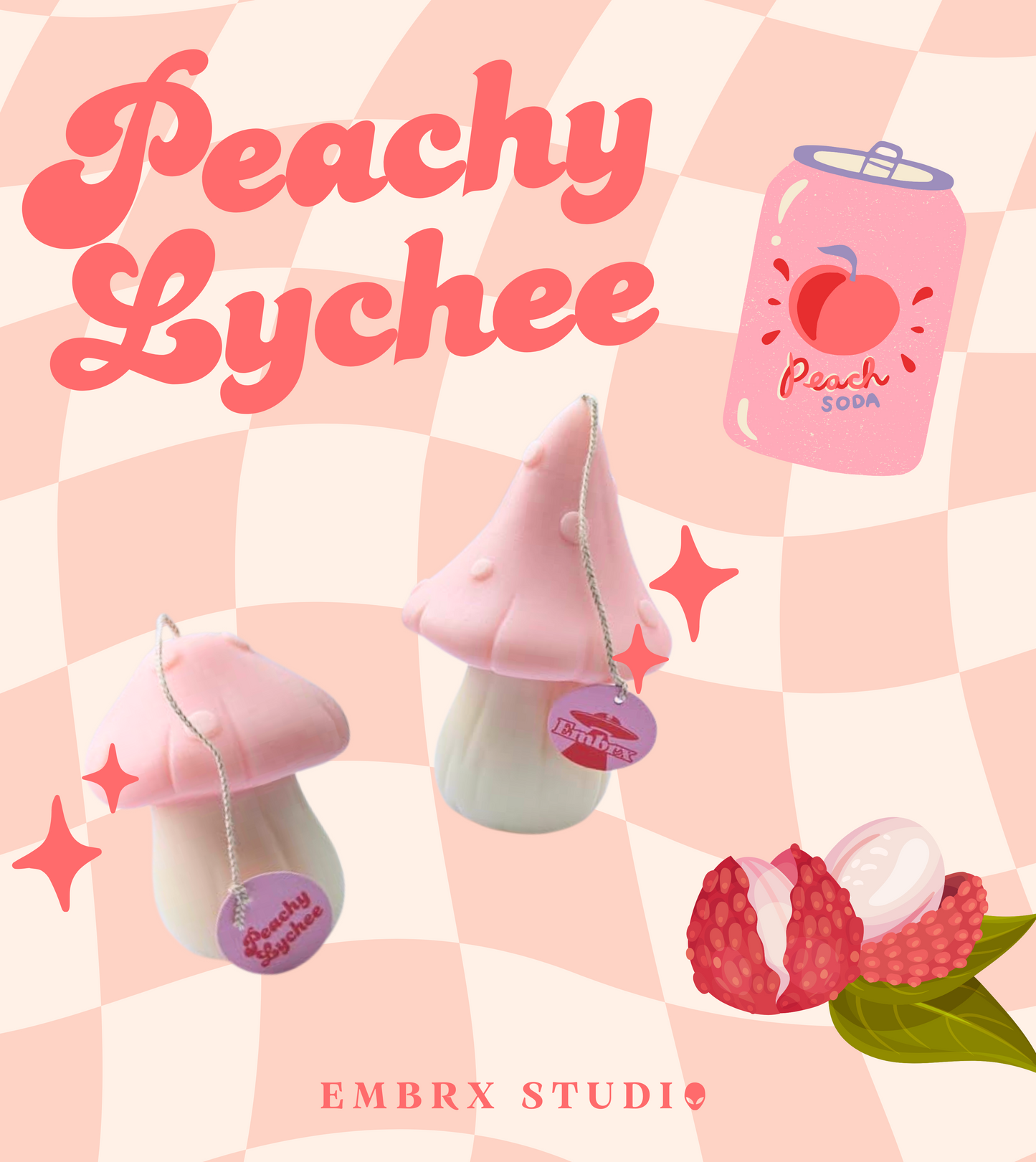 Mushroom Soy Wish Candle - Peachy Lychee