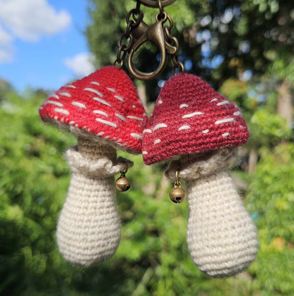 Crochet Mushroom Key Ring