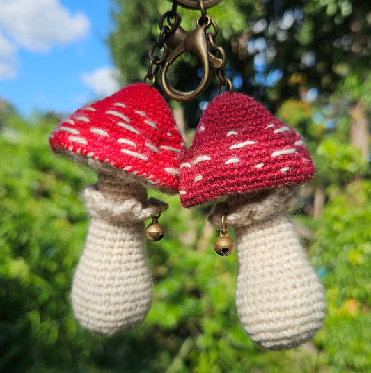 Crochet Mushroom Key Ring