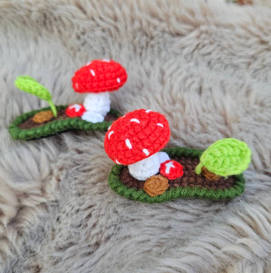 Handmade Mushroom Crochet Hair Clip