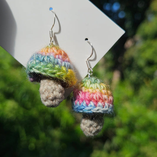 Handmade Crochet Mushroom Earings - Mixed