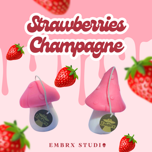 Mushroom Soy Wish Candle - Strawberries Champagne