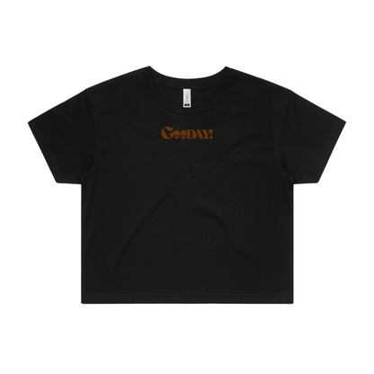 GooDAY! Crop Tee - Dark Brown/Black