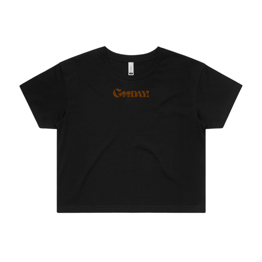 GooDAY! Crop Tee - Dark Brown/Black