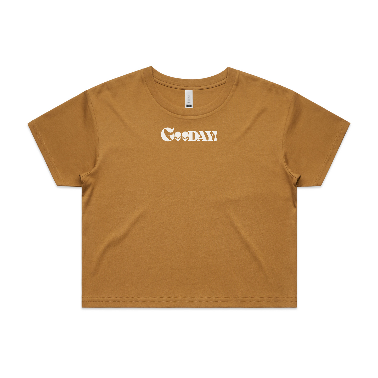 GooDAY! Crop Tee - White/Khaki